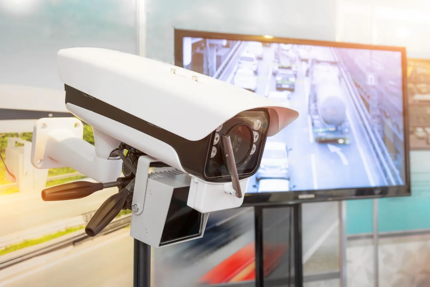 White security camera mounted on a wall providing advanced surveillance, showcasing Premier Security’s top-notch security systems Smyrna GA